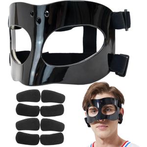 Nose Guard for Broken Nose Baseball Softball Basketball Face Mask Adjustable Face Shield Masks with Padding Nose Guard Protects Nose and Eye from Injury for Men and Women Black