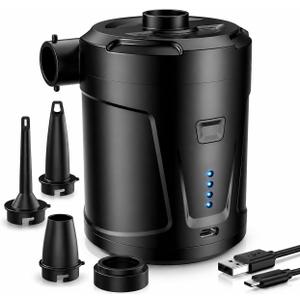 Air Pump for Inflatables,Air Mattress Pump,5200mAh Battery,Camping Essentials,Electric Air Pump,4 Air Nozzles,Fast Inflator Deflate for Inflatable mat,Air Mattresses Beds,Pool Floats,Vacuum Storage