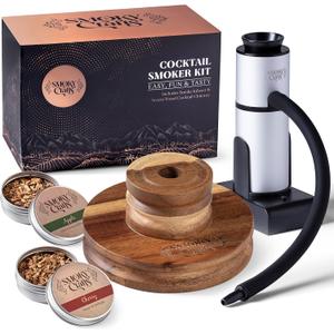 Acacia Whiskey Smoker Kit with Smoking Gun and Wood Chips (Apple & Cherry) - Drink Smoker Kit - Cocktail Smoke Set - Whiskey Gifts for Men (Torch Not Required)