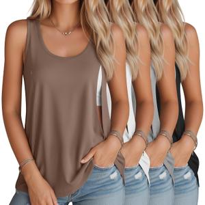 4 Pack Women's Nursing Tank Tops | Breastfeeding Sleeveless Shirts, Hidden Zippers, Scoop Neck, Loose Maternity Tops, Postpartum Tees, Summer Pumping Outfits (M)
