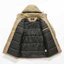 TUAOVA Men's Winter Coats Thicken Parkas Waterproof Windproof Detachable Hood Long Padded Puffer Jacket (Beige, L)
