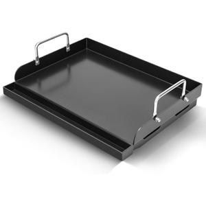 25" x 16" Nano-Ceramic Nonstick Cast Iron Griddle - 23lb Heavy Duty - Universal Flat Top with Grease Groove, Reinforced Ridges & High Sidewalls, for Gas/Charcoal Most Grill Brands, Iron+Ceramic