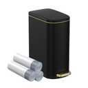 2.6 Gallon Slim Bathroom Trash Can with Soft Close Lid, 10L Stainless Steel Garbage Can with Removable Liner Bucket, for Narrow Spaces,Bathroom, Bedroom (Silver)