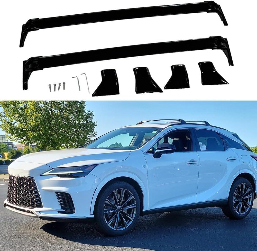 FTAPACCE Aluminum Crossbar Cross Bars Fits for Lexus RX (Exclude Panoramic Sunroof) 350 350h 450h+ 500h 2023 2024 2025 Luggage Carrier Roof Rail Rack Lockable 2PCS (Black)