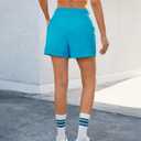 luvamia Skorts for Woman High Waisted Pull On Elastic Waist Cargo Pockets Quick Dry Hiking Tennis Sports Skirt Shorts (Blue, XL)