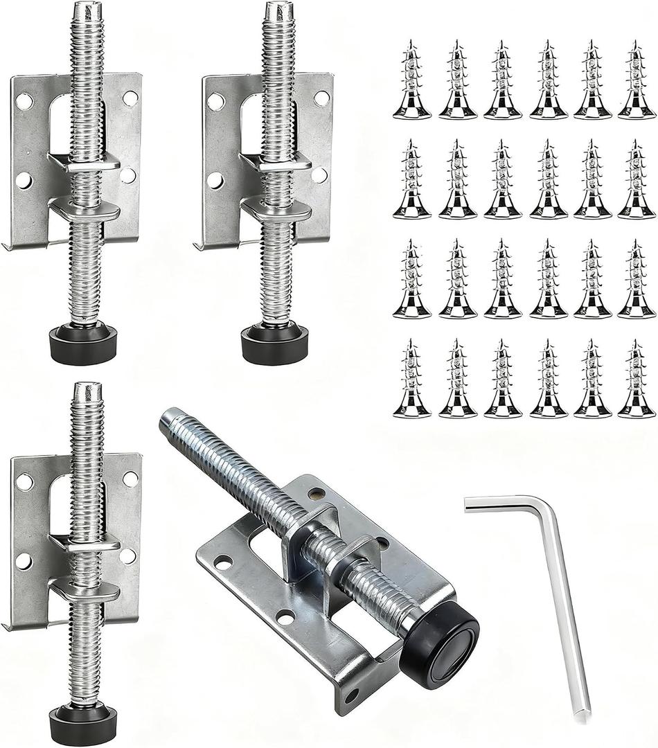 4 Packs Adjustable Furniture Leveling Feet L Shaped Furniture Levelers Legs, Heavy Duty Mounting Brackets Metal Leveling Feet for Workbench Cabinet Wardrobe