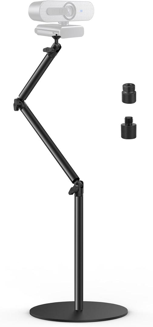Camera Round Base Mount Desk Stand, Flexible Aluminum Photography Floor-Standing Light Monopod Stand Phone Holder with 1/4" 3/8'' 5/8'' Screw for DSLR Camera, Light, Webcam, Live Streaming, Vlogging