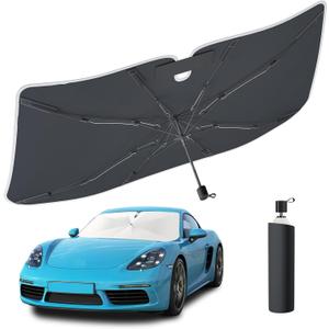 Tecoom Umbrella Sun Shade for Car Windshield 57"x32", Upgrade Double Heat Shield Coating, Front Vehicle Window Visor Sunshade Cover Universal for Sedan SUV, Automotive Interior Sun Protection UV Block