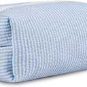 Makeup Bag Travel Cosmetic Bag for Women Cute Seersucker Cosmetic Pouch Small Preppy Makeup Purse Brushes Storage Organizer