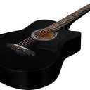 Joymusic 38 inch black beginner acoustic guitar,bundle with a strap with picks holder,digital tuner, set strings, capo,cleaning cloth,6 picks,gig bag.JG-38C,BK