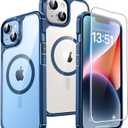 TAURI 3 in 1 Magnetic for iPhone 14 Plus Case, Compatible with Magsafe [Yellowing Resistant] with 2X Screen Protector, [Military Grade Protection] Slim Case for 14 Plus - Blue