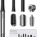 All-in-One Air Styler - Auto Curl, Straighten, Volumize, Dry - 160000 RPM High-Speed for Faster Styling - Reduces Heat Damage & Frizz Hair Styling Irons - Ionic Blow Dryer Brush for All Types (Nickel)