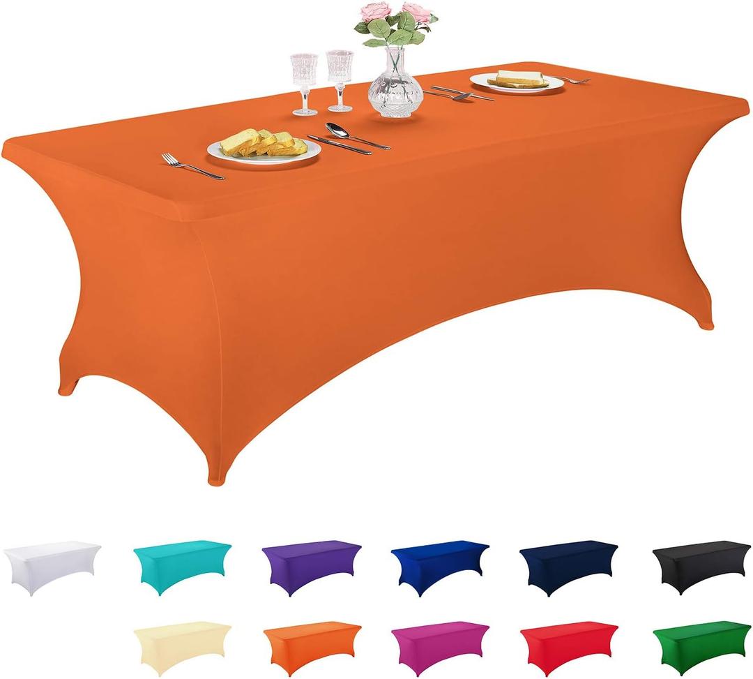 LZY Spandex Fitted Stretch Table Cover for 6 ft or 4ft or 8ft Folding Table, Rectangular Cocktail Tablecloth, Perfect for Party or Banquet