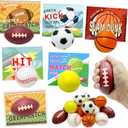 30 Pcs Valentines Day Gift Cards with Mini Sports Stress Balls, Valentines Greeting Cards for Kids School Gift Exchange, Game Prizes, Valentines Party Favor Supplies
