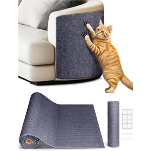 TLNNK 78.7"x15.8" Cat Scratch Mat, Trimmable Self-Adhesive Carpet, DIY Climb Cat Scratcher for Furniture Couch or Wall Protector, Covering Cat Scratching Post Replacement Pads (Dark Gray)