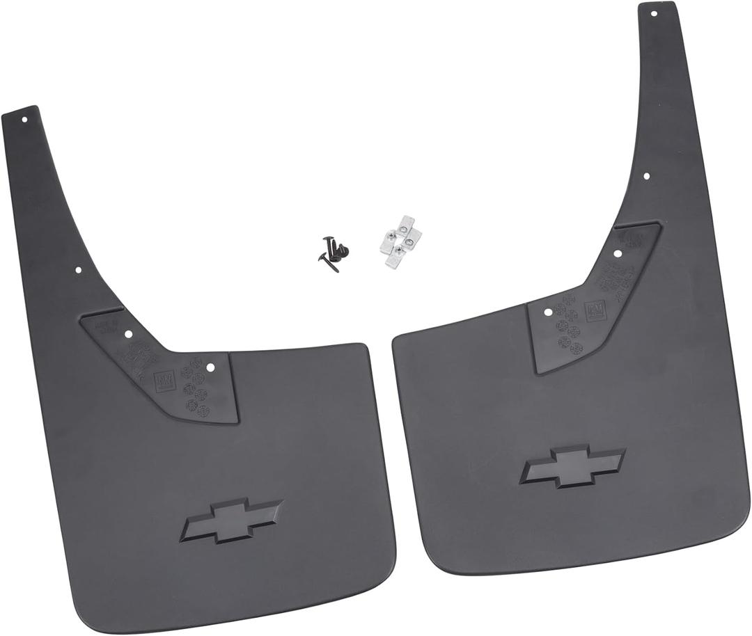 GM Accessories 22894865 Rear Flat Splash Guards in Black with Bowtie Logo