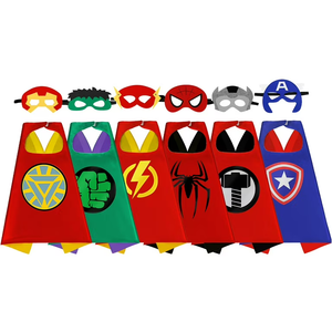 Superhero Capes Set and Wristbands Kids Costumes Halloween Christmas Cosplay Dress Up for Boys Girls