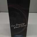 Car Steering Wheel Cover, Anti-Slip, Safety, Soft, Breathable, Heavy Duty, Thick, Full Surround, Sports Style (Black with Light Orange Line)