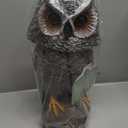 Solar Powered Garden Owl with Motion Detection, Rotating Head, Realistic Hoots and Silent Mode, Outdoor Statue and Sculpture, Owl Decoration for Home, Garden, Patio and Lawn