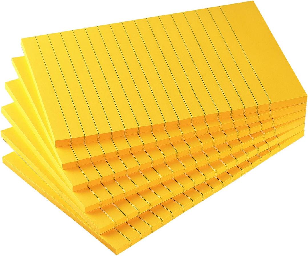 Early Buy Lined Sticky Notes, 4x6 in, 6 Pads, 45 Sheets/Pad (Orange)