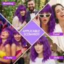 Pastel Dark Purple Wavy Bob Wig for Women, Short Shoulder Length Synthetic Wig with Bangs, Matte Natural Realistic Look Lightweight Hairpiece, Purple Color for Daily Wear & Cosplay Costume