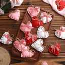 HunnmingRe 24 Pcs Valentine Felt Heart Ornaments for Tree Small Heart Hanging Decorations Valentine Felt Baubles for Home Wedding Party Decor(2.4 Inch,Elegant Style,Red Pink White)