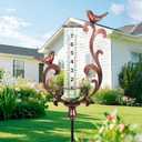 Rain Gauge Outdoor, Cast Iron Bird Rain Gauge - 7" Capacity Plastic Rain Gauge Freeze Proof with Metal Stake Decorative for Garden Yard Patio & Lawn with Large Readable Numbers (Bronze)