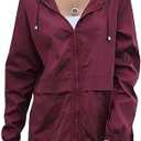 Muzeca Women's Waterproof Raincoat Lightweight Rain Jacket Hooded Windbreaker with Pockets for Outdoor,M