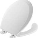 Mayfair 8440EC Open Front Toilet Seat and Lid, Easy Clean Hinges and Durable Wood Seat, Made in USA, Round, White