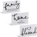 Jetec 3 Pcs Family Home Blessed Rustic Wood Sign Mini Wood Decorative Farmhouse Woodworks Table Shelves Decorations Sign for Bedroom Kitchen Living Room Table Decor(White,4.25 x 2.76 x 0.59 in)