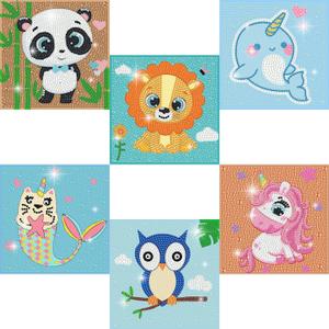 DIYGEMDOT 6 Pack Diamond Art Kits for Kids, Cute Animals Diamond Painting for Beginners, DIY 5D Gem Art for Girls & Boys Ages 6-8-10-12, Children's Christmas Gifts (6x6 inches) (Y004)