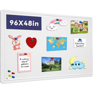 Extra Large Bulletin Board 96" x 48", Felt Pin Board, Warm White | Cork Board Alternative for Wall, Foldable Self-Adhesive Vision Board Prayer Board with Pushpins for Classroom, Office, Home