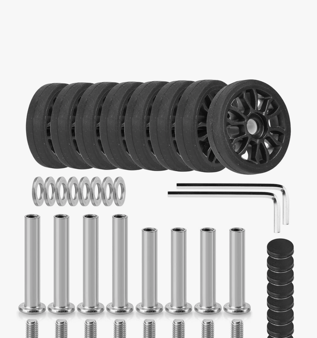 Domiella 8 PCs 1.97in / 50mm Luggage Wheels Replacement, Smooth Swivel Caster Wheels, Wear-Resistant Rubber Suitcase Trolley Wheels Repair Kit.