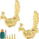 2 Pack Brass Peacocks Shape Cabinet Drawer Knobs Handles, Gold Cabinet Knobs, Dresser Antique Knobs Kitchen Bathroom Furniture Handle (Peacock-3)