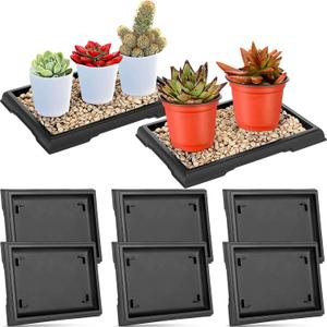Pinkunn 2 Pcs Bonsai Humidity Tray Rectangular Drip Tray Plastic Plant Water Catcher Plant Saucers for Indoors and Outdoors Cactus, Succulents, Bonsai Tree, Stone Not Included (7.8 x 5.5 Inch)