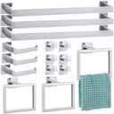 Gisafai 15 Pcs Bathroom Hardware Accessories Set 23.6" Bath Towel Bar Kit Stainless Steel Bathroom Hardware Set Towel Racks Ring Hooks Paper Holder for Wall Mounted (Silver)