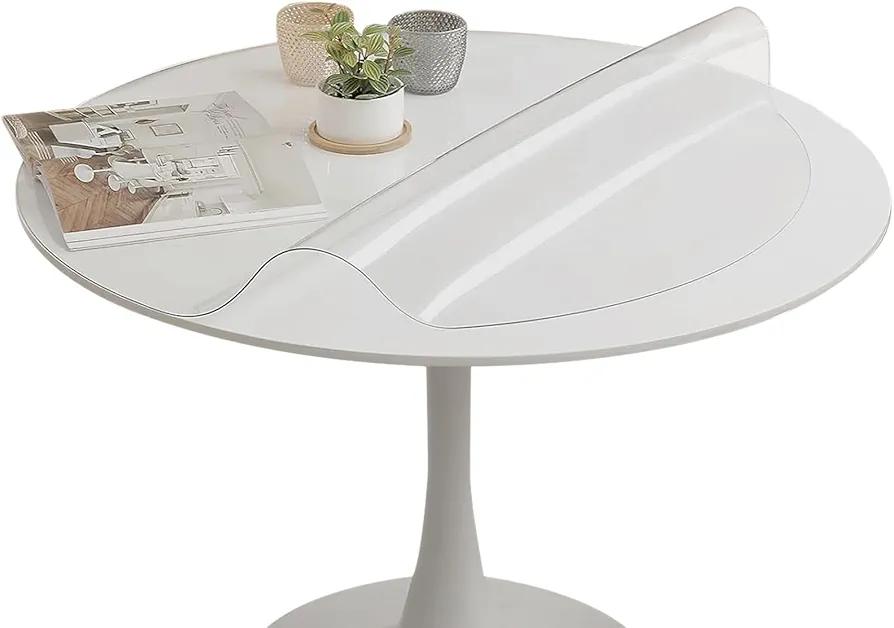Round Clear PVC Tablecloths Waterproof Round Table Protector Anti-hot Table mat Thickness 2mm Transparent Tablecloths Dia.24Inches