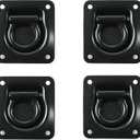 TCH Hardware Pack of 4 Steel Heavy Duty Recessed Tie Down Anchors - 4" x 3.75" x 0.70" Spring Loaded D-Rings 2000lbs Load