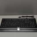 Large Print Backlit Computer Keyboard, USB Full Size Wired Keyboards with 7-Colors Backlight, Wrist Rest, Light Up Keyboard for Windows, PC, Laptop - Easy to See, Easy to Setup (black)