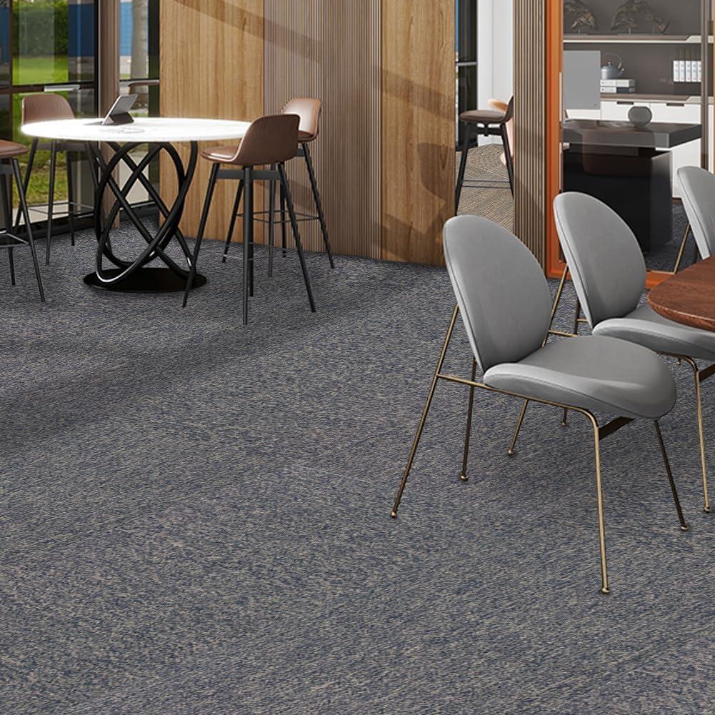 ALTRUISTIC Heavy Duty Commercial Carpet Tiles, 24" x 24", Non-Slip Soft Square Floor Tile, 18 Pieces/72 sq ft, FlexLok Tabs Included, for Office Bedroom Living Room Kitchen Garage Gym (1, Blue)