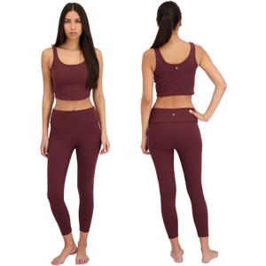 Harmony & Balance Womens Yoga & Pilates Set, Buttery Soft 4-Way Stretch Fabric, Tank with Matching Leggings (Small, Mocha)