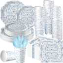 175 Pcs Something Blue Before I Do Bridal Shower Party Tableware Sets Something Blue Paper Plates Cup and Napkins Bridal Shower Disposable Tableware for 25 Guests for Wedding Engagement Bachelorette