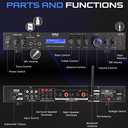 Pyle 5-Channel Rack Mount Bluetooth Receiver & Home Theater Amp - 200W Speaker Amplifier with MP3/USB/SD/AUX/FM - Digital ID3 LCD Display - Wireless Streaming - Built-In Microphone Input - PDA7BU