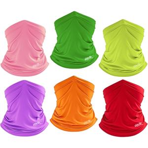 6 Pack Sun Cooling Neck Gaiter Face Mask UV Scarf Breathable Bandana for Men/Women