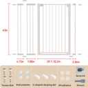 43 inch Tall Safety Dog Gate Adjustable 29.7-45.2 inch Extra-Wide Metal Pet Gate Drill-Free Pressure-Mount Installation kit Self-Closing Cat Gate for StairwellsDoorwaysWhite