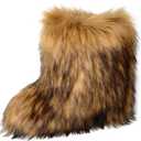 YXCFEWD Fur Boots for Women Winter Fluffy Furry Boots for Girls Flat Heel Snow Boots, 8 Wide (Brown)
