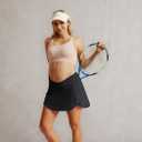 Maacie Maternity Tennis Golf Skorts Built-in Short with Pockets Cross Waist Low-Rise (Black, S)