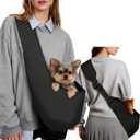 YUDODO Adjustable Dog Sling Carrier for Small Dogs Lightweight Crossbody Pet Bag with Safety Strap, Pocket Storage, Machine Washable, Comfortable Travel & Outdoor Sling up to 9 lbs Black Fashion