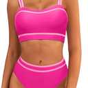 ZAFUL Women's Bikini Sets High Waisted Two Piece Color Block Swimsuits 2025 Cheeky Bathing Suits