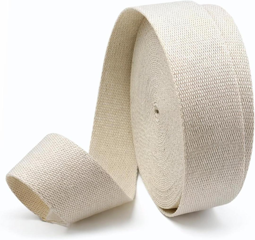 1.5 Inch Natural Cotton Webbing Straps for Bags,100% Cotton Webbing Tape, for Backpack Straps, Bag Handles & DIY Sewing, 1.5 Inch X 12 Yards